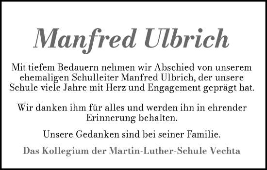 Anzeige von Manfred Ulbrich von OM-Medien