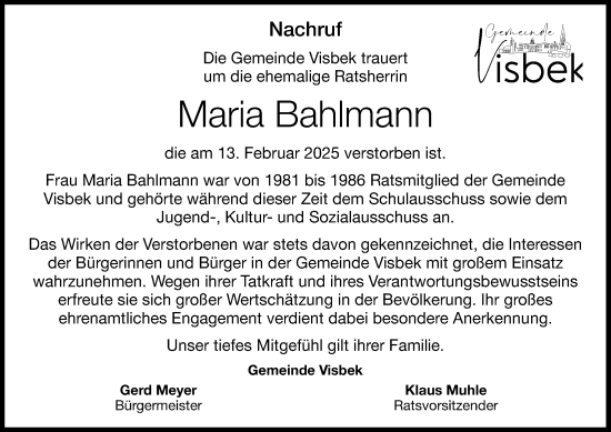 Anzeige von Maria Bahlmann von OM-Medien
