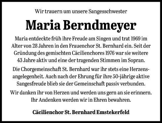 Anzeige von Maria Berndmeyer von OM-Medien