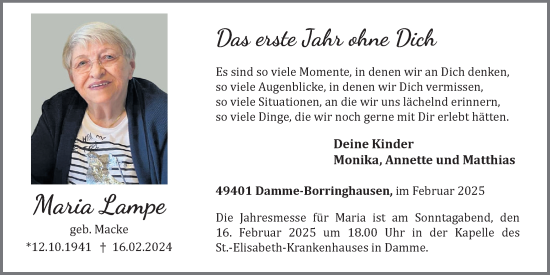 Anzeige von Maria Lampe von OM-Medien