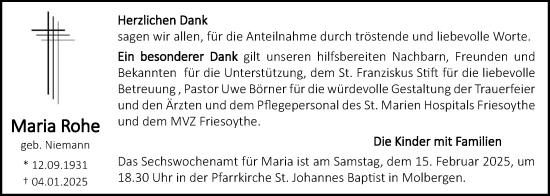 Anzeige von Maria Rohe von OM-Medien