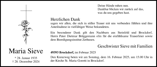 Anzeige von Maria Sieve von OM-Medien