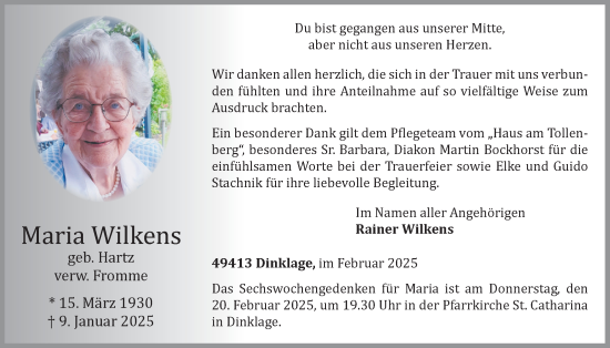 Anzeige von Maria Wilkens von OM-Medien