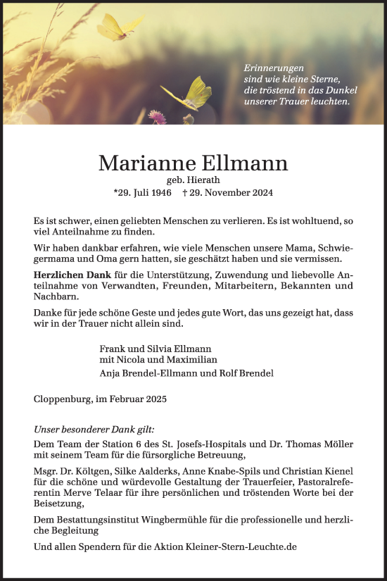 Anzeige von Marianne Ellmann von OM-Medien