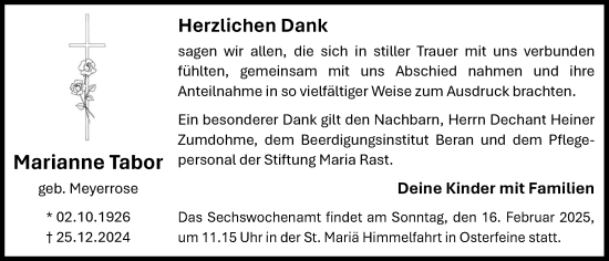 Anzeige von Marianne Tabor von OM-Medien