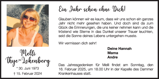Anzeige von Melli Thye-Lockenberg von OM-Medien