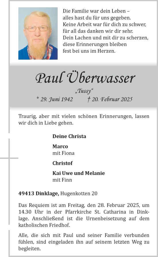 Anzeige von Paul Überwasser von OM-Medien
