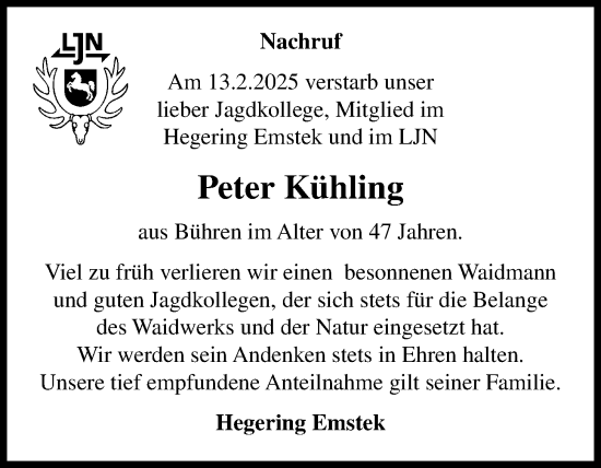 Anzeige von Peter Kühling von OM-Medien