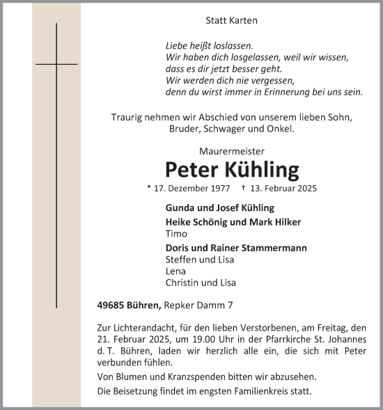Anzeige von Peter Kühling von OM-Medien