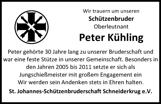 Anzeige von Peter Kühling von OM-Medien