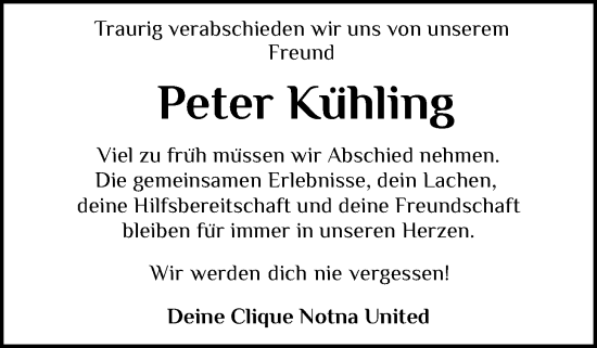 Anzeige von Peter Kühling von OM-Medien