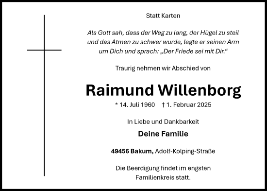 Anzeige von Raimund Willenborg von OM-Medien