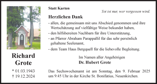 Anzeige von Richard Grote von OM-Medien