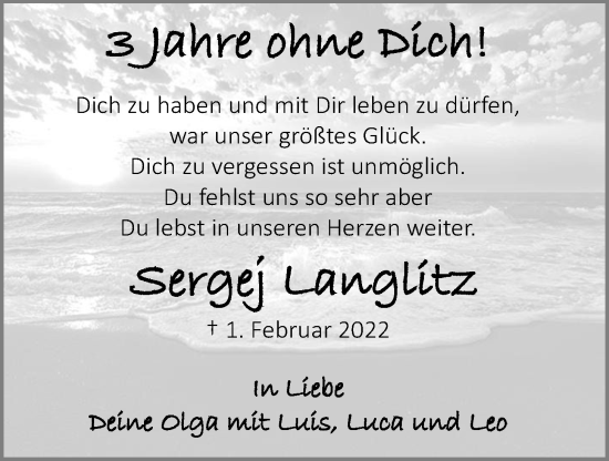 Anzeige von Sergej Langlitz von OM-Medien