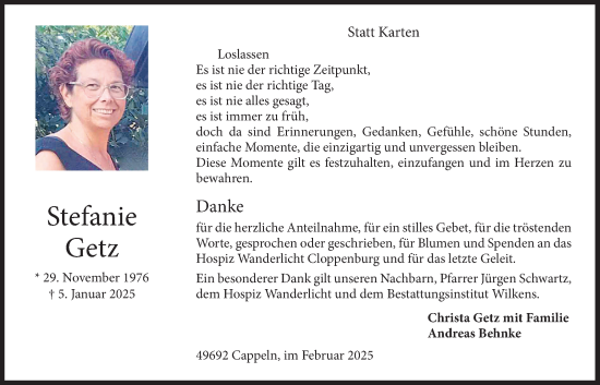 Anzeige von Stefanie Getz von OM-Medien