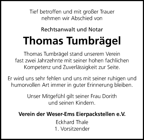 Anzeige von Thomas Tumbrägel von OM-Medien