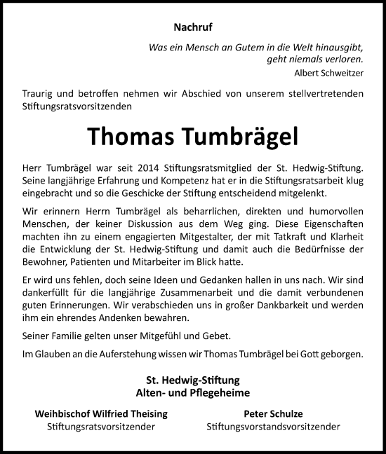 Anzeige von Thomas Tumbrägel von OM-Medien