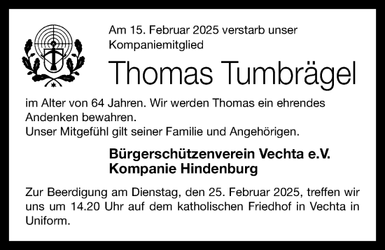 Anzeige von Thomas Tumbrägel von OM-Medien