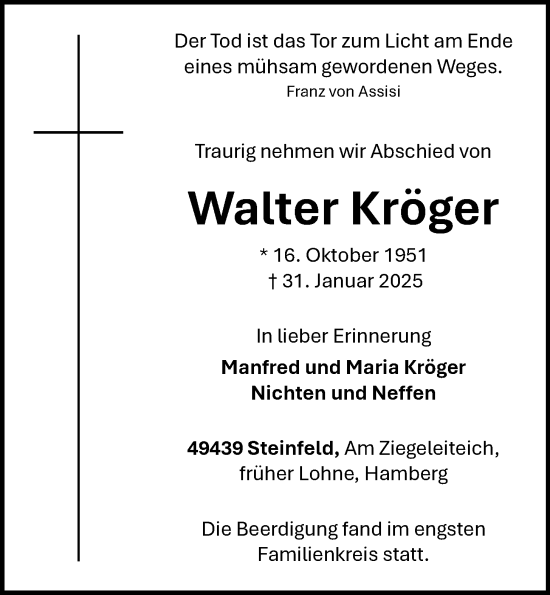 Anzeige von Walter Kröger von OM-Medien