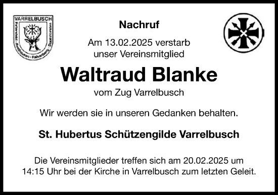 Anzeige von Waltraud Blanke von OM-Medien