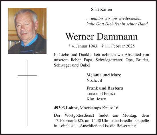 Anzeige von Werner Dammann von OM-Medien