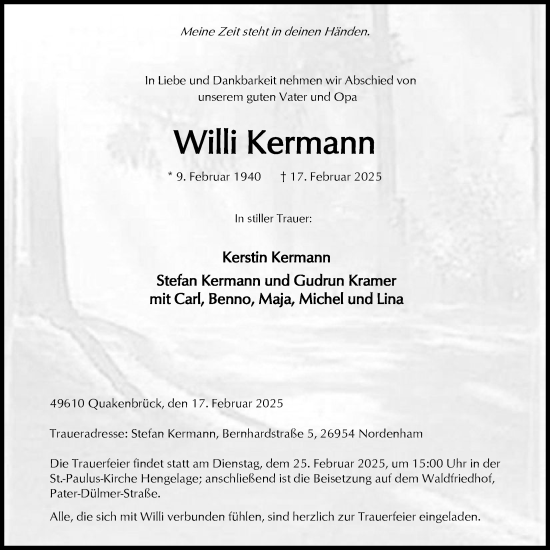 Anzeige von Willi Kermann von OM-Medien