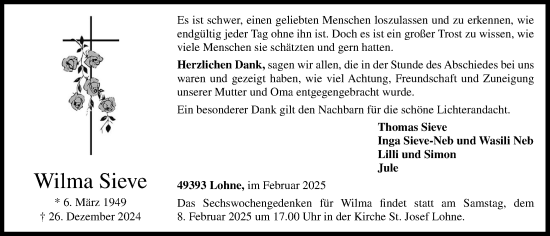 Anzeige von Wilma Sieve von OM-Medien