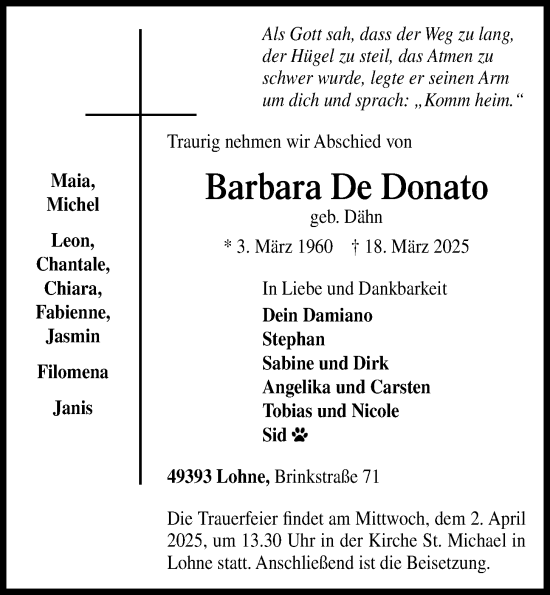 Anzeige von Barbara De Donato  von OM Medien