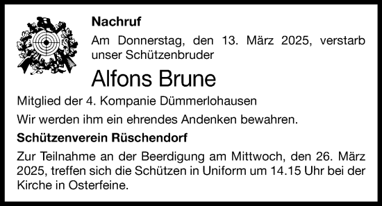 Anzeige von Alfons Brune von OM-Medien