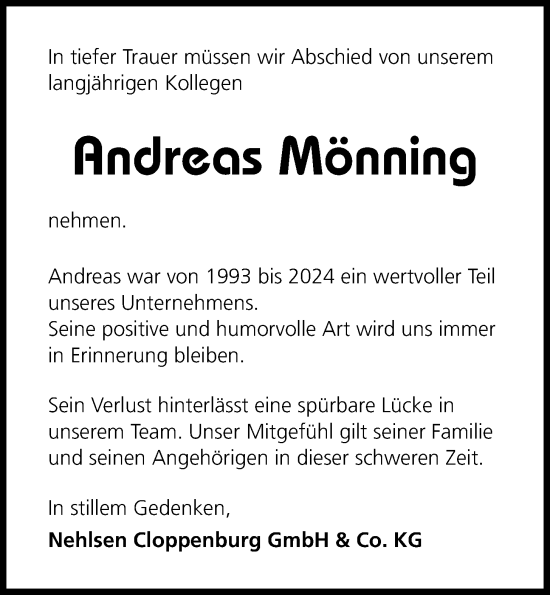 Anzeige von Andreas Mönning von OM-Medien
