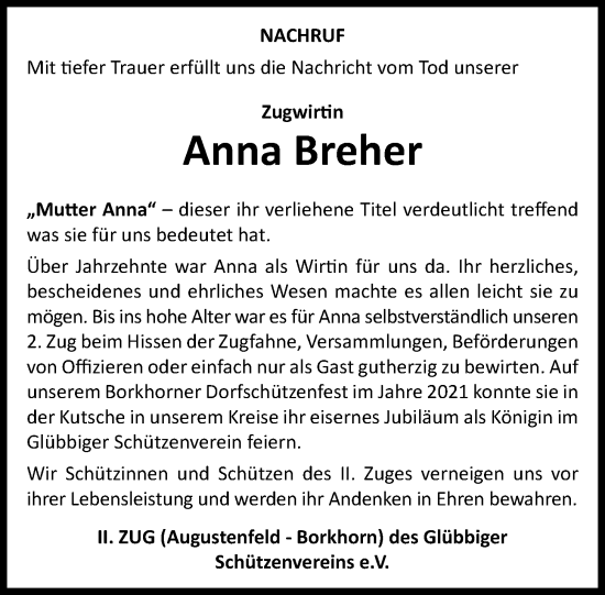 Anzeige von Anna Breher von OM-Medien