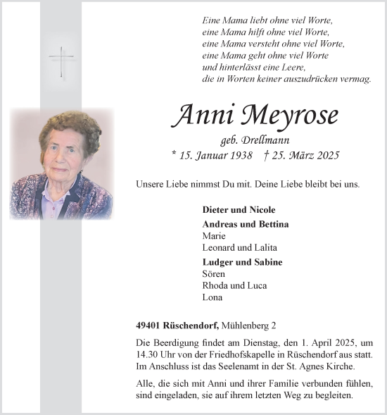 Anzeige von Anni Meyrose von OM-Medien