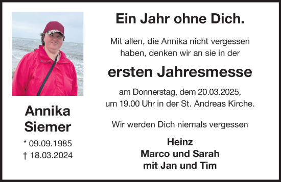 Anzeige von Annika Siemer von OM-Medien