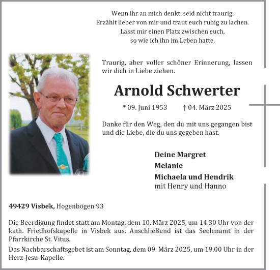 Anzeige von Arnold Schwerter von OM-Medien