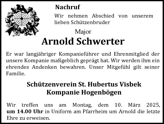 Anzeige von Arnold Schwerter von OM-Medien
