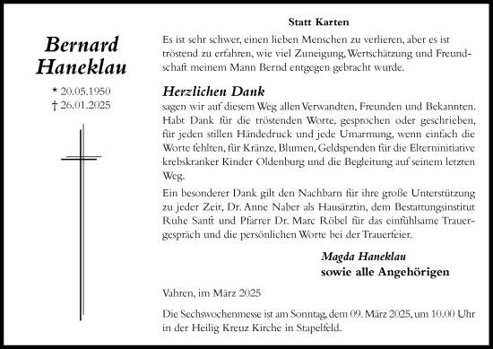 Anzeige von Bernard Haneklau von OM-Medien