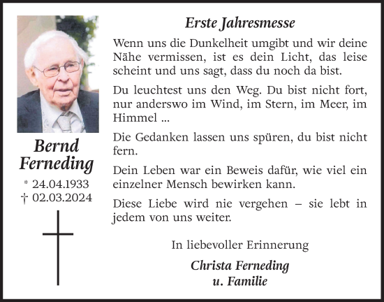Anzeige von Bernd Ferneding von OM-Medien