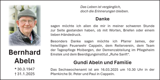 Anzeige von Bernhard Abeln von OM-Medien