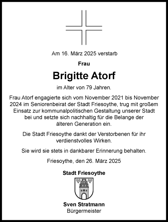 Anzeige von Brigitte Atorf von OM-Medien