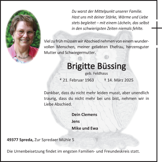 Anzeige von Brigitte Büssing von OM-Medien