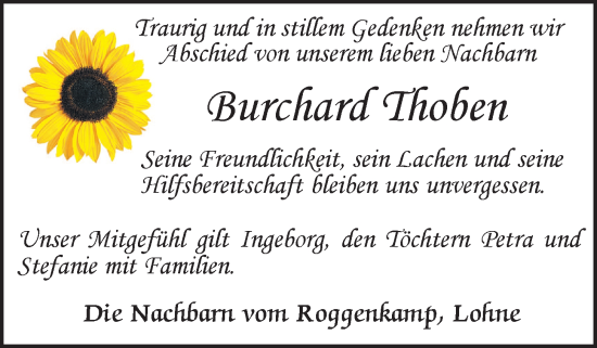 Anzeige von Burchard Thoben von OM-Medien