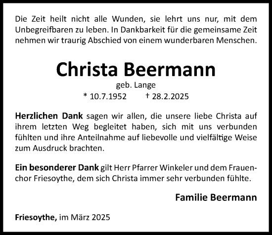 Anzeige von Christa Beermann von OM-Medien