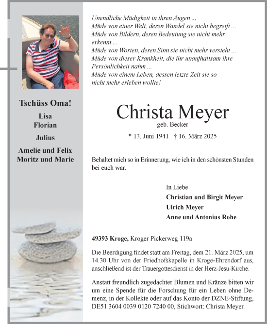 Anzeige von Christa Meyer von OM-Medien