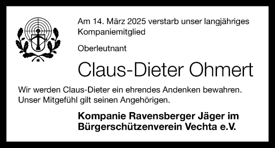 Anzeige von Claus-Dieter Ohmert von OM-Medien