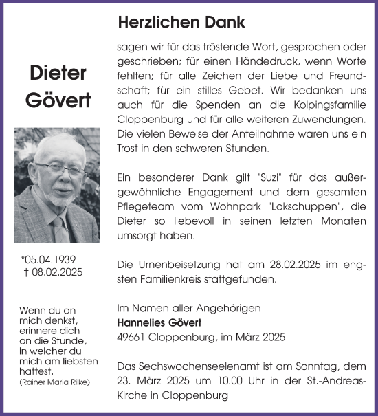 Anzeige von Dieter Gövert von OM-Medien