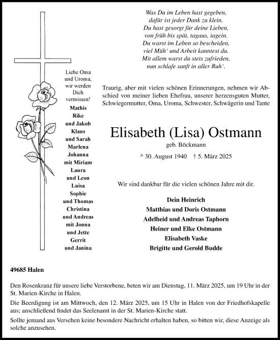 Anzeige von Elisabeth Ostmann von OM-Medien