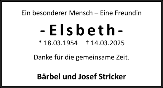Anzeige von Elsbeth  von OM-Medien
