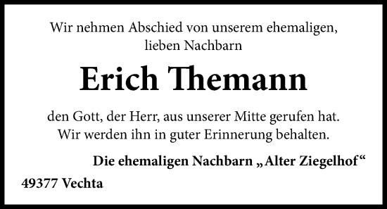 Anzeige von Erich Themann von OM-Medien