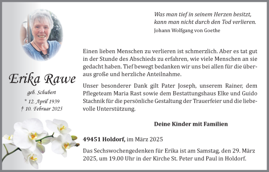 Anzeige von Erika Rawe von OM-Medien