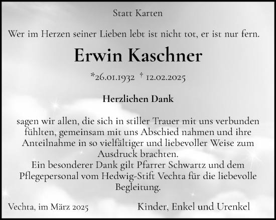 Anzeige von Erwin Kaschner von OM-Medien